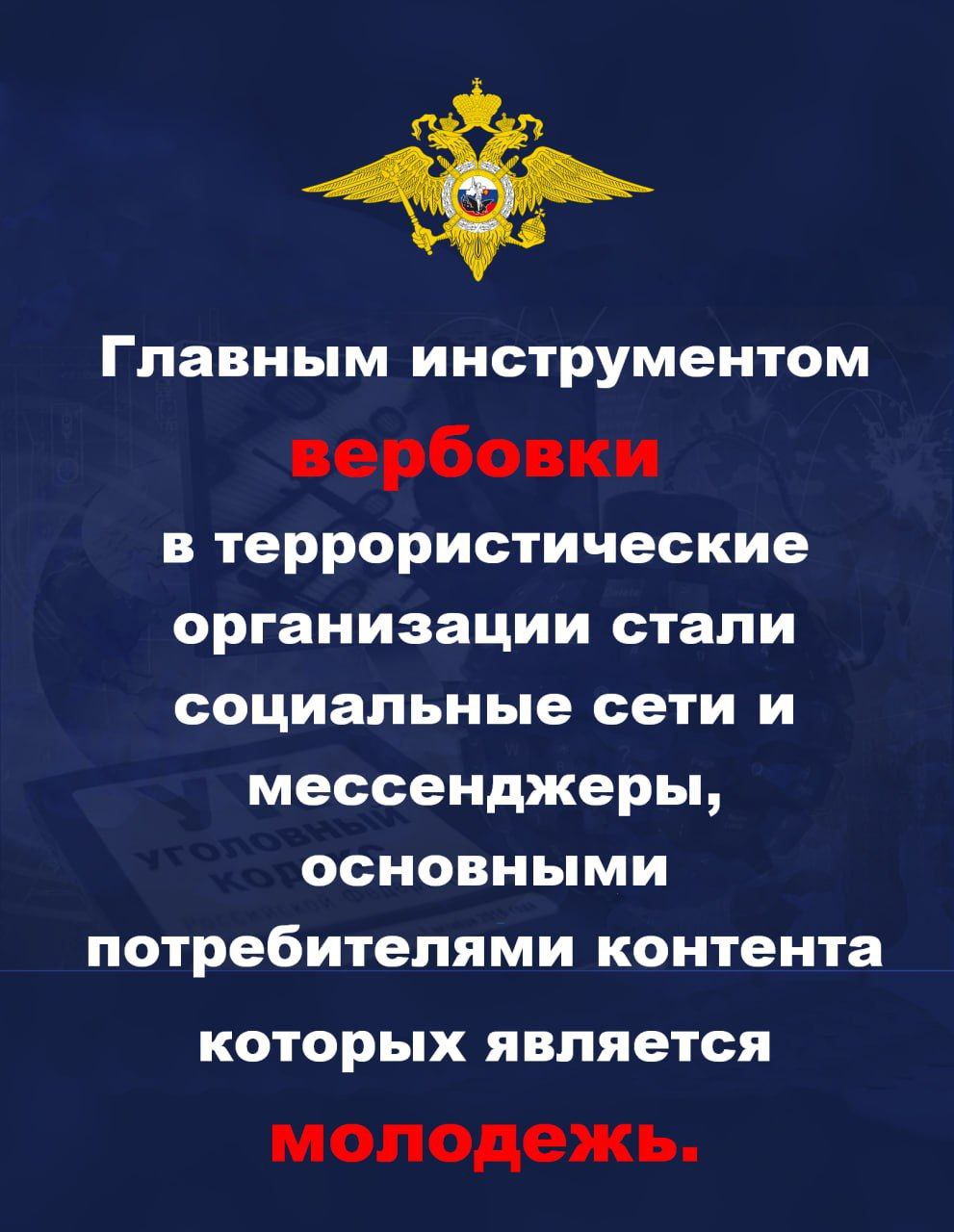 МВД предупреждает! В соцсетях и мессенджерах провокаторы активно склоняют  молодежь к совершению терактов | 27.03.2024 | Ишим - БезФормата